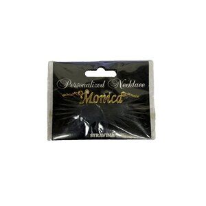 MONICA  Name Goldtone Rhinestone Accent 14.5" w 4.5" Multi Ring Ext Necklace